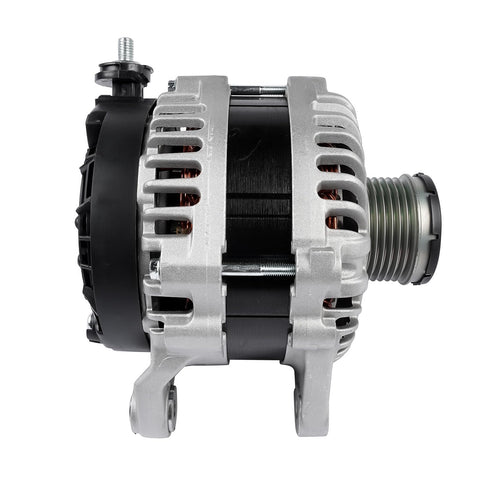Side view of alternator replacement for Nissan Altima 2.5L 2019 through 2022 with 120A 12V output, six-groove pulley.