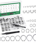 Heavy Duty C Clip And E Clip Snap Ring Set Kit 303 Pcs With 21 C Clip Sizes M4 To M28 And 10 E Clip Sizes 1.5mm To 10mm Plus Tweezers