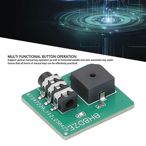 Morse Code Trainer CW Key Telegraph Practice Tool With Buzzer Sound And Light Feedback on green PCB board