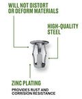Nail Your Next Install With These 15 Piece Short Jack Nuts Kit Featuring Zinc Plated Steel Blind Threaded Inserts showing detailed design and zinc plating.