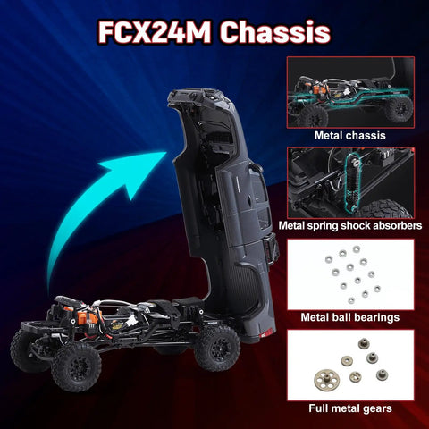 Toyota Licensed FCX24M 1 24th Scale RC Crawler Tacoma Style Rock Truck Chassis Components and Details