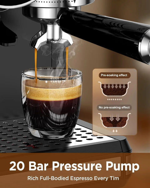 All In One Espresso Machine With Grinder And Milk Frother, 20 Bar Pump, Cold Brew, 30 Grind Settings, 60oz Removable Tank, Home Barista Kit For Lattes And Cappuccinos brewing espresso shot