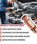 Heavy Duty Car Gas Siphon Hose Pump 5.9 Foot Safe Self Priming Transfer Tube For Fuel Water And Oil with brass fitting.