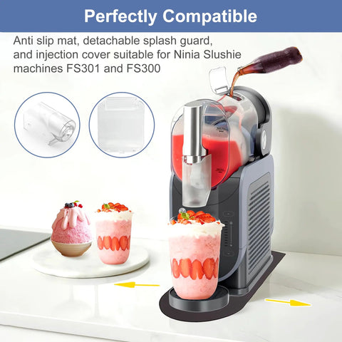 Anti Slip Mat With Detachable Shields And Spout Cover for Slushie Accessories on countertop with drinks and machine