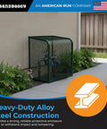 Rock Solid 24x24x12 Wall Mount Backflow Security Cage Heavy Duty Green Steel Enclosure for Outdoor Plumbing Gear in use outdoors.