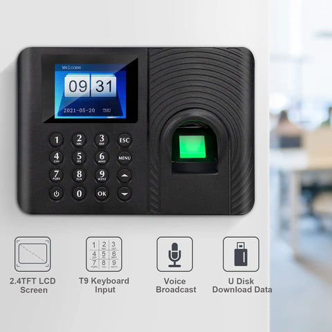 Biometric Fingerprint Time Clock For Employees With No Monthly Fees, Fast In And Out System, LCD screen and fingerprint scanner