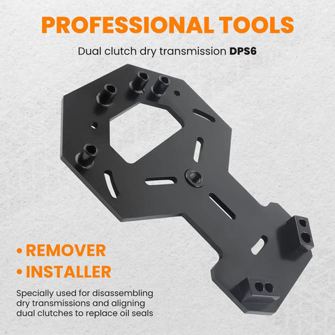 DPS6 Dry Dual Clutch Transmission Installer And Remover Tool For Ford Focus Fiesta Cmax Kuga And Volvo Models. Heavy duty black steel design.