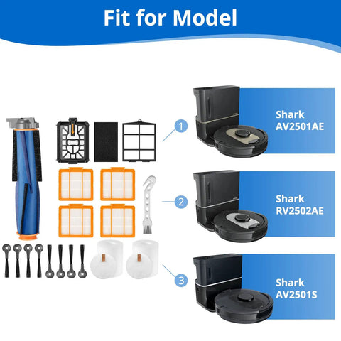 19 Piece Replacement Parts Kit For AI Robot Vacuum Cleaner Compatible With AV2501AE RV2502AE AV2501S shown with models