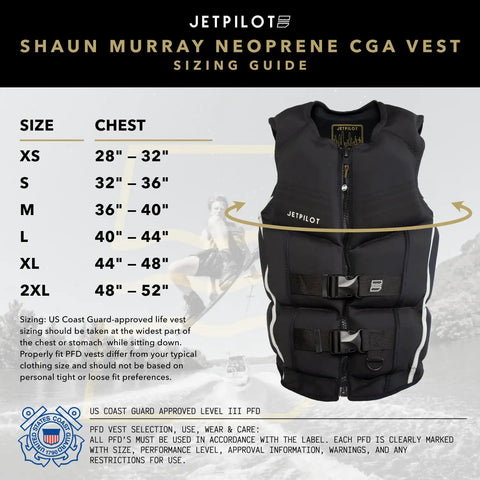 CGA Approved Neoprene PFD Vest For Water Sports Boat Ready Lightweight Flex Lite Foam Black Large Size Guide