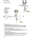 Manual Cast Iron Grain Grinder With Hand Crank operation manual showing parts assembly and instructions.