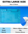 Massive Silicone Soldering Mat With Hella Heat Resistance Up To Five Hundred Degrees Fahrenheit Badass Workbench Pad For Phone Laptop Electronics Bga Rework And Soldering Gear Blue, size 27.6x15.7in.
