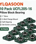 Ten Piece Set Heavy Duty Cast Iron Pillow Block Bearings 1 Inch Bore Two Bolt Flange Replacement For UCFL20516 Fits Farms Conveyors Garage Doors Manufacturing Systems Superior Vibration Resistance Long Last Performance For Workhorse Tasks. 10 pack