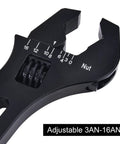 Adjustable AN Fitting Hose Wrench 3AN To 16AN, Lightweight Aluminum 6061 T6, Black Finish, Easy Grip Tool Close-Up View