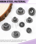 Heavy Gauge Carbon Steel Tee Nut Assortment Kit Including 85 Pieces In Five Core M4 Through M10 Threads on a wooden surface.