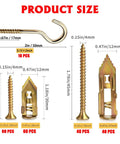 Product sizes for Self Drilling Drywall Anchors and Screws Kit, 210-Piece Heavy Duty Zinc Plated Steel Expansion Anchors