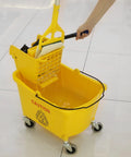 35 Quart Commercial Mop Bucket With Side Press Wringer On Wheels Included Industrial Mop Yellow For Heavy Duty Floor Cleaning And Mopping With Durable 50K Cycles Wringer And Rectangular Design