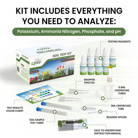 Easy At Home Soil Test Kit For Garden Lawn And Flower Beds That Measures pH Nitrogen Phosphorus And Potassium With Over 100 Tests