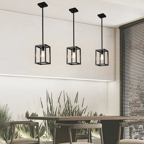 Black Pendant Light For Dining Room And Kitchen Island, Dope 1 Light Modern Hanging Fixture over dining table, industrial style