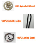 Universal Pull Start Assembly components including nylon wheel, braided cord, and spring steel for Honda and clone engines.