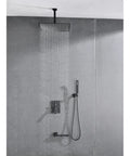 Shower System Combo with Hand Shower, 16-inch and tub spout, featuring a matte black finish and contemporary design.