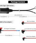 Fuse Tap Kit With 14 Inch 12V Female Cigarette Lighter Socket Hardwired Battery Direct Wire Harness for car electronics