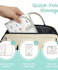 Portable Baby Changing Pad With Waterproof, Wipeable Surface For On The Go Parents being stored in a diaper bag