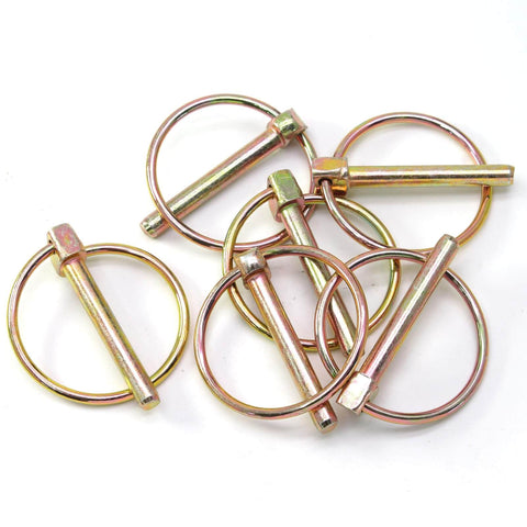 Heavy Duty Linch Pins With Ring Set Six Pack Quarter Inch By One And Three Quarter Inch Galvanized Carbon Steel Rust Resistant Easy To Use