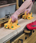 Person using GRR RIPPER GR 100 3D Adjustable Table Saw Pushblock 2 Pack Delivers Pro Grade Precision And Kickback Control on wood
