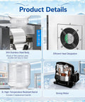 Commercial Flake Ice Maker Hits Speed Records In Three Seconds Flat While Pushing 120 Kilograms Daily Inside A Heavy Duty Steel Casing Built For Busy Venues That Want Hella Quick Frost And Zero Maintenance Anytime showing 304 stainless steel body, heat dissipation, and components.