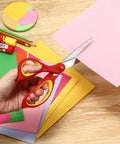 Left Handed 8.5 Inch Heavy Duty Scissors 3 Pack, red and yellow, cutting pink paper for crafts