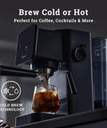 Badass Home Espresso Maker With Slick Touchscreen Interface And 20 Bar Pump Pulls Knockout Shots For Smooth Lattes Or Quick Cold Brew Featuring Full Milk Frothing Setup With Generous 41oz Water Tank brewing iced coffee with cold brew technology.