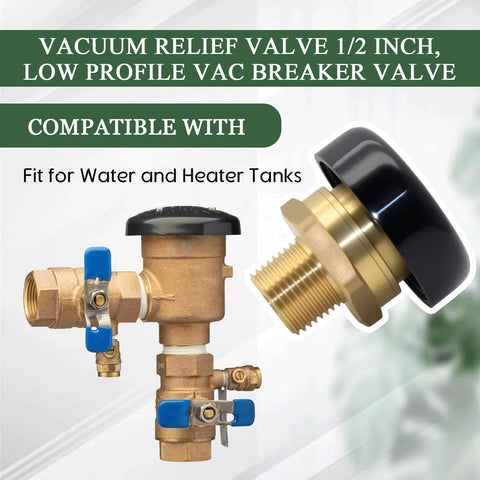 WFSULEE 1/2-inch vacuum relief valve with brass body and blue lever shutoffs for water heater tanks