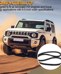 White SUV with drift dust, inset of VW Aircooled Stock Size Drive Belt For Dune Buggy Builds And VW Engines 9.5 Inch Wide