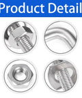 Close-up of Square U Bolts Kit 2-1/2 Inch Stainless Steel with nuts and bolt details for car, RV, trailer, boat fastening.