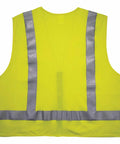 Back view of GloWear 8262FRZ Flame Resistant Hi Vis Safety Vest with Reflective Strips Mesh Back Lime Green ANSI ISEA 107-2020 CAT 1