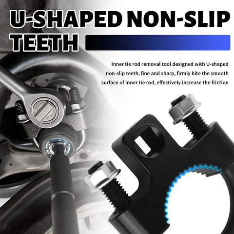 Three Eighths Inch Drive Inner Tie Rod Removal Tool With U Shaped Teeth Anti Slip Grip For Quick Dismantle And Installation Heavy Duty Universal Tie Rod End Tool For Cars SUVs And Trucks black steel