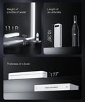 Real Deal Inkless Portable Printer Wireless Bluetooth Thermal Compact Travel Setup Rechargeable Battery, shown beside a bottle of water.