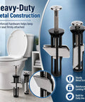 Top Shelf Heavy Duty Toilet Seat Bolt Kit Featuring Rust Resistant Stainless Steel Screws For Universal Bathroom Fixture Repair And A Rock Solid Mount That Keeps Things Tight And Secure, showing metal bolts and screws.