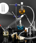 Glass Tube Stem Set Four Pcs Straight 110mm Downstems For Water Pipe And Lab Use with distillation setup and cleaning brushes