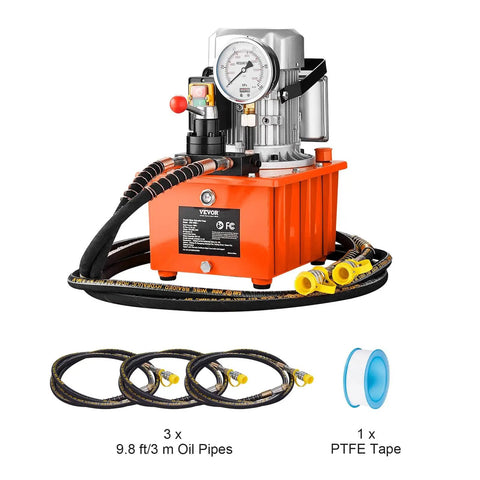 Electric Hydraulic Pump Power Pack 10000 PSI 750W 110V 488 In3 8L Capacity Double Acting Manual Valve Lever Switch Electric Driven Hydraulic Pump For Punching Bending And Jack Machines Workhorse With Three 9.8 Ft Extension Hoses