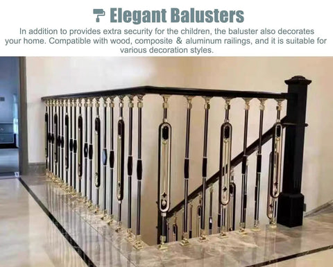 Heavy Duty Cuttable Aluminum Balusters Featuring Adjustable Angles And Tough Base Plates Decorative Oval Stair Spindles For Deck Balcony Railings 10 Pack Snap Fit Setup in a modern interior railing setup.