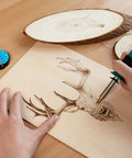 Using 14 In 1 Wood Burning Kit With Adjustable Temperature Pen Heat Deflector Rubber Grip 10 Tips Two Wood Pieces Flip Up Stand