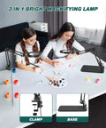 Two people using 5X And 10X Magnifying Lamp With Stand Clamp Lighted Magnifier For Close Work Crafting Sewing on a table