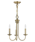 Antique Brass Mini Chandelier Medium Size Ceiling Light Fixture With Traditional Design, durable steel build, 3-arm view.