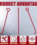Three red Heavy Duty Manhole Cover Hooks 36 Inch With Five Eighth Inch Hex Alloy Steel Lifter, highlighting product advantages.