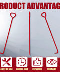 36 Inch Manhole Cover Hook Set Of 4 With 5/8 Hex Drive Handle showing red metal hooks with ergonomic handles for easy gripping.