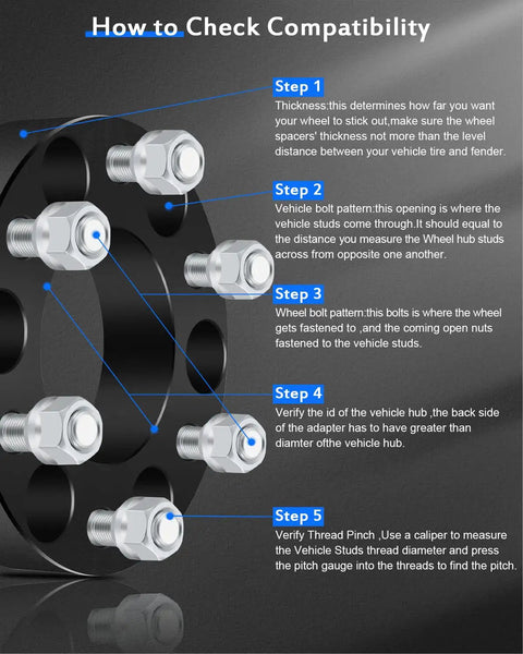 Guide to check compatibility for 1.5 Inch Wheel Spacers 6x135 For Ford F 150 Expedition Navigator Mark LT with step-by-step instructions.