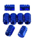 Blue Aluminum Hexagon Tire Valve Caps Set 8 Pack Universal Dustproof Wheel Valve Covers For Cars Trucks Motorcycles SUVs And Bikes