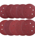Six Inch 150 Mm Sanding Discs With Hook And Loop Aluminum Oxide Grits From 60 To 2000 For Orbital Sanders, stacked view.