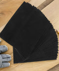 Twenty Pack Of Premium Wet Dry Sanding Sheets 11x9 Inch Assortment For Car Detailing Auto Polishing Metal Finishing Waterproof Grits on a wood surface.